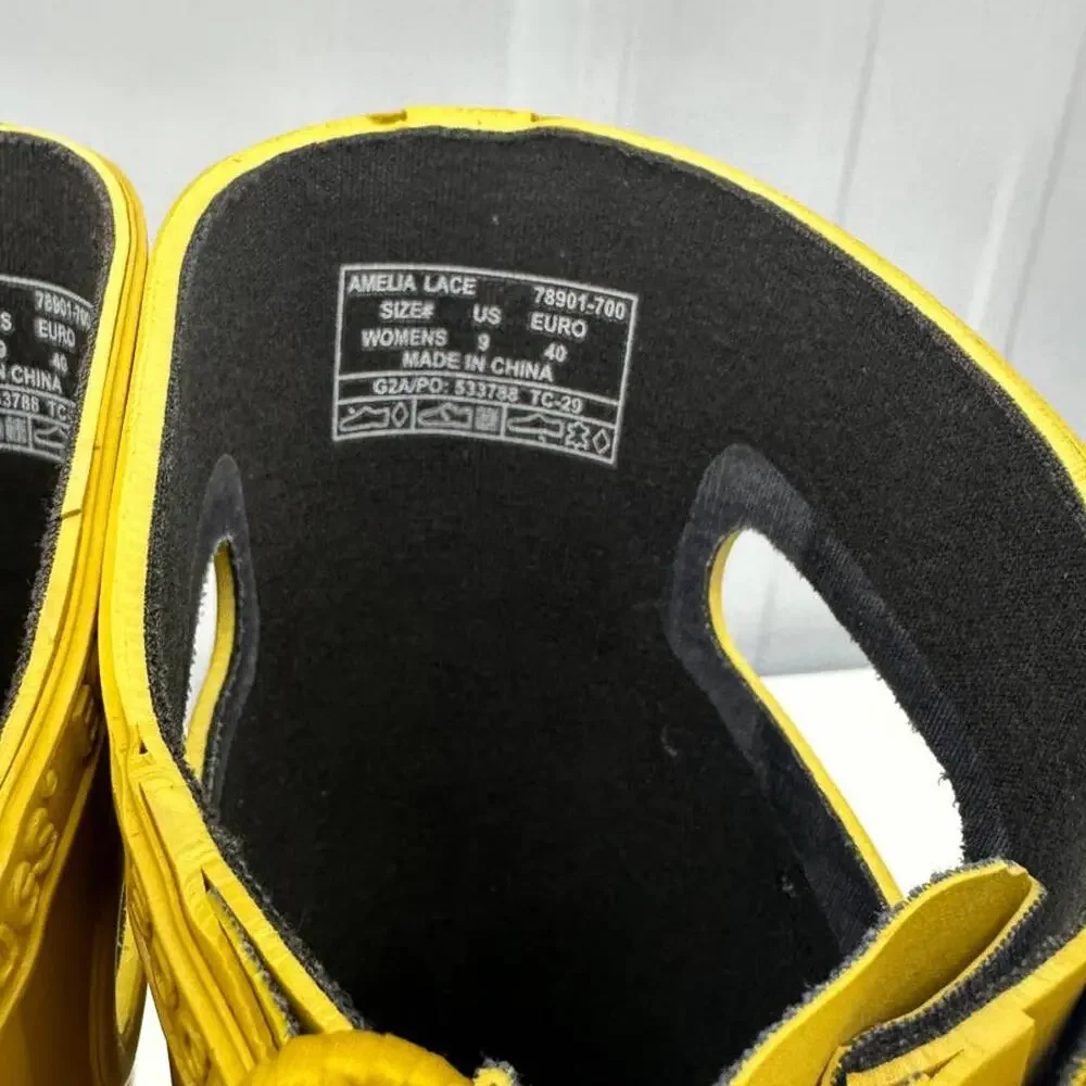 BOGS NEW Yellow Amelia Lace Up Rain Boot Waterproof Women's Adjustable 9